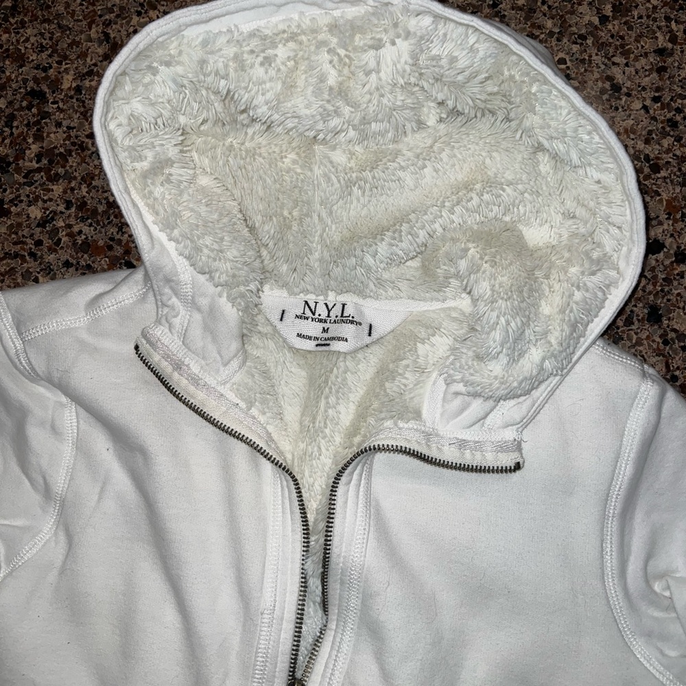 N.Y.L Women's White Hooded Jacket